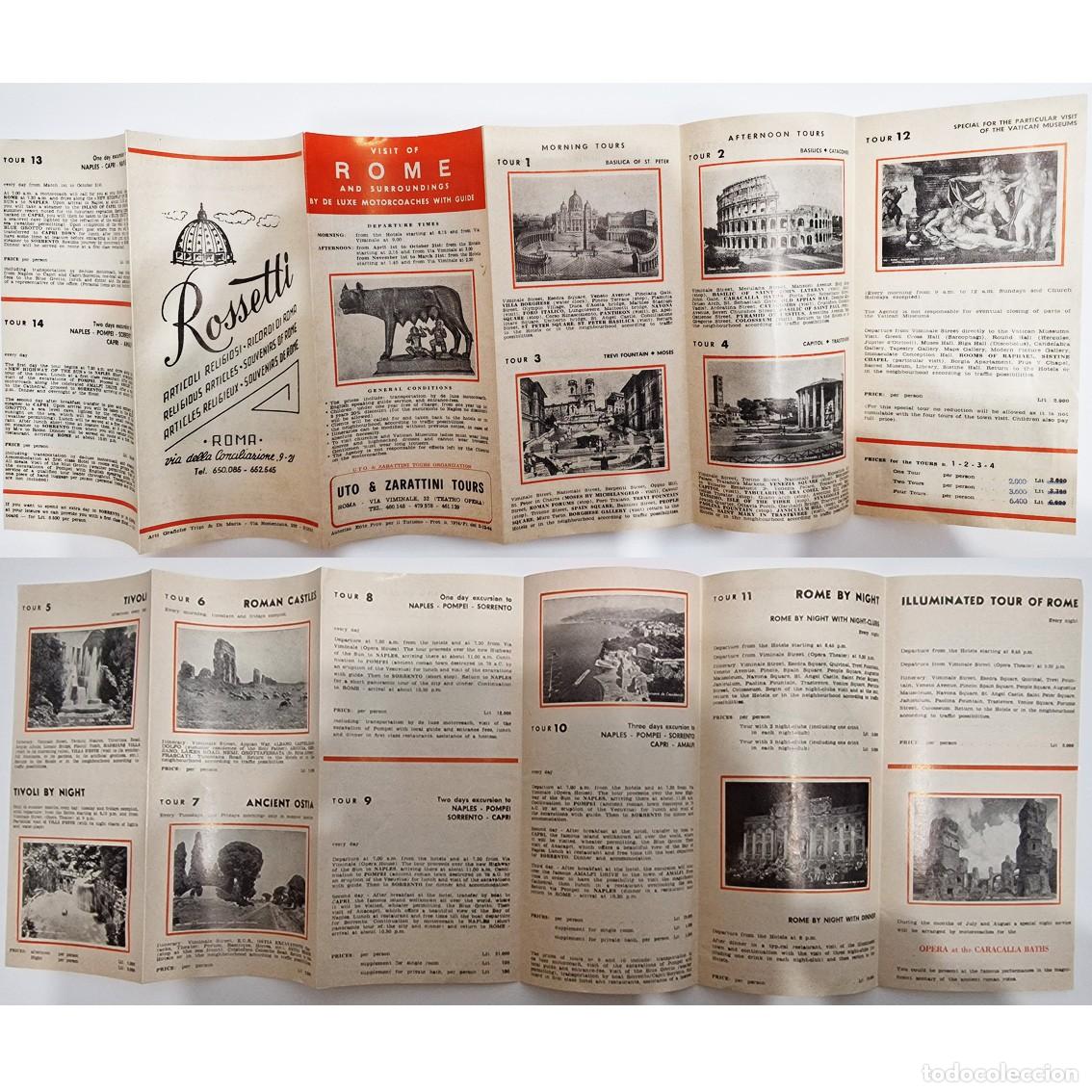 Folletos de turismo: ROMA 1964 Gran Desplegable 61cm UTO & ZARATTINI TOURS English Version. Ephemera TURISMO Autocar Lujo