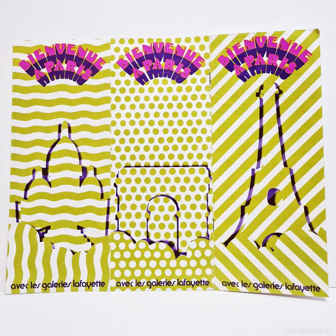 Folletos de turismo: Folleto GALERIES LAFAYETTE PAR&Iacute;S 1971. Plano METRO y BUS Blondel La Rougery. DISE&Ntilde;O POP. 24 CM ALTO