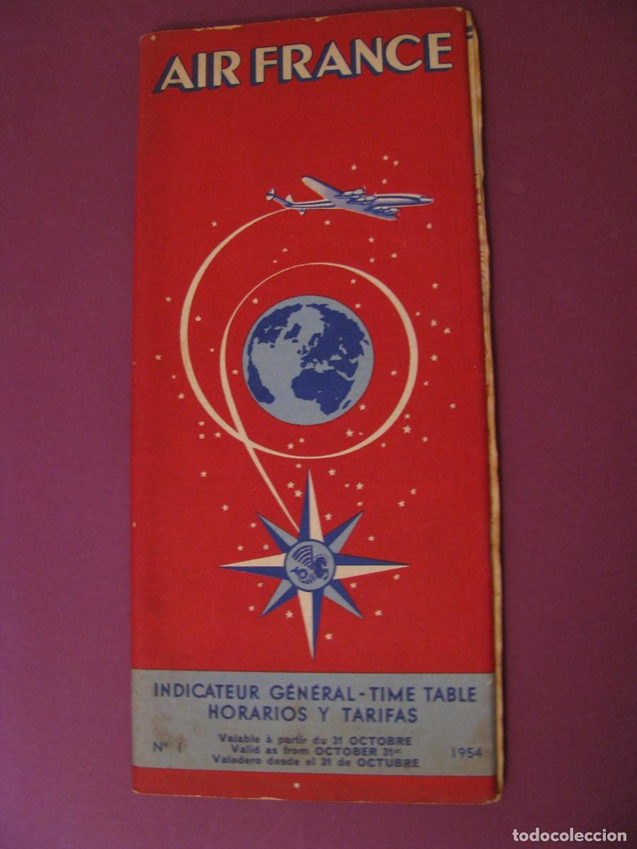Folletos de turismo: FOLLETO DE TURISMO. HORARIOS Y TARIFAS DE LA COMPA&Ntilde;IA AEREA AIR FRANCE 1954