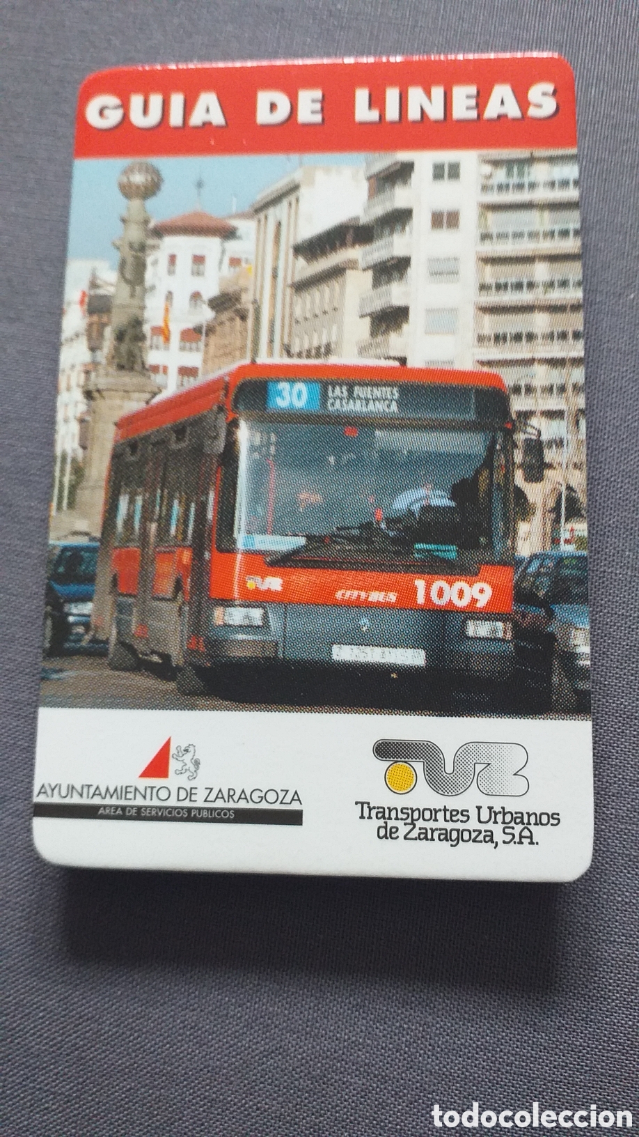 Folletos de turismo: Antigua gu&iacute;a de l&iacute;neas de Autobuses de Zaragoza # Transportes urbanos # de bolsillo. A&ntilde;os 80.