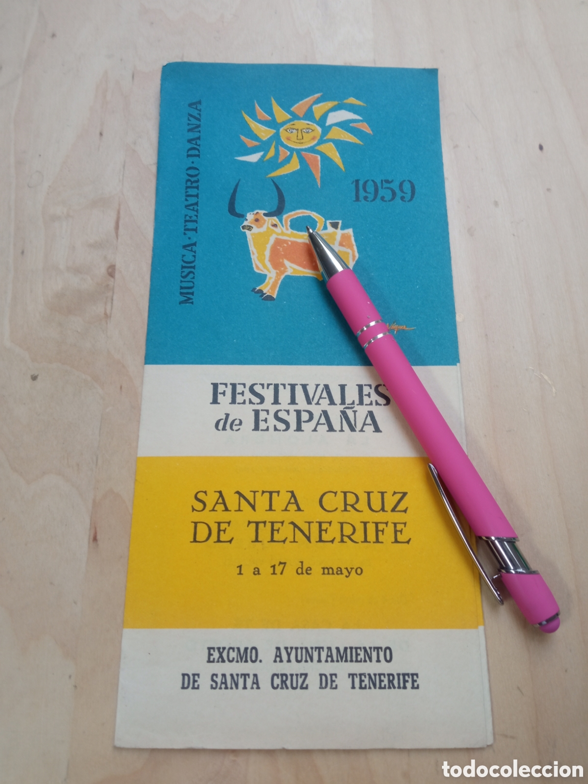 Folletos de turismo: Tr&iacute;ptico folleto festivales de Espa&ntilde;a. Santa Cruz de Tenerife 1959