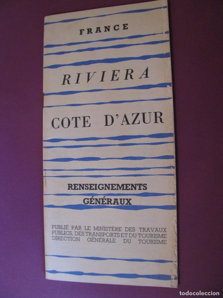 Folletos de turismo: FOLLETO DE TURISMO DE LOS A&Ntilde;OS 50. FRANCIA. RIVIERA, COTE D'AZUR.
