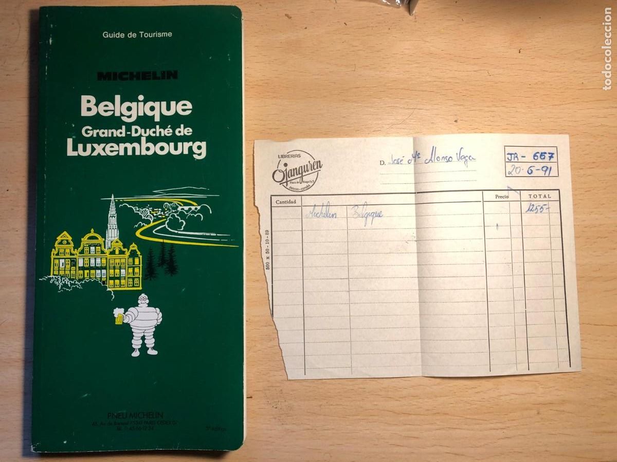 Folletos de turismo: Gu&iacute;a Michelin Belgique Luxembourg - Franc&eacute;s - 1991 - Con Factura Original Librer&iacute;a Ojanguren Oviedo