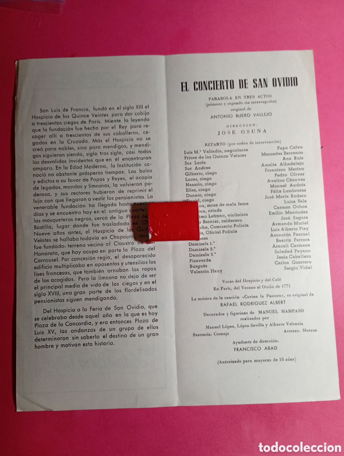 Folletos de turismo: TEATRO CALDER&Oacute;N COMPA&Ntilde;&Iacute;A JOS&Eacute; OSUNA ''EL CONCIERTO DE SAN OVIDIO'' DE ANTONIO BUERO VALLEJO