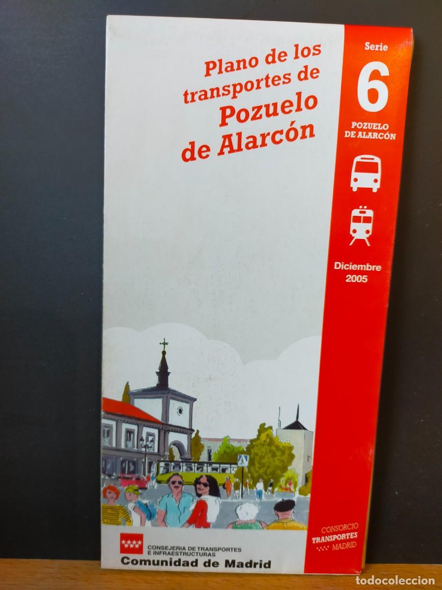 Folletos de turismo: POZUELO DE ALARC&Oacute;N. PLANO DE LOS TRANSPORTES DE POZUELO. COMUNIDAD DE MADRID. 2005
