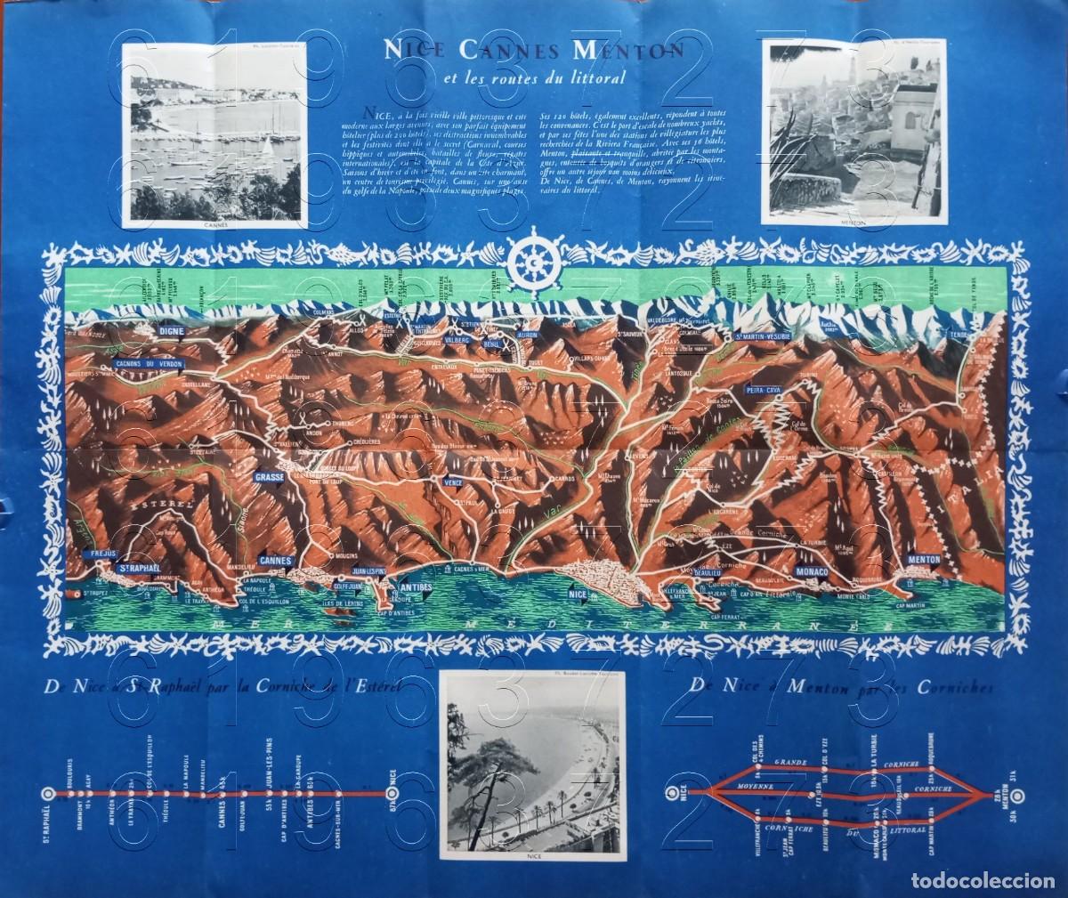 Folletos de turismo: COSTA AZUL FRANCIA COTE D'AZUR MAPA PLEGADO MUY ANTIGUO U97