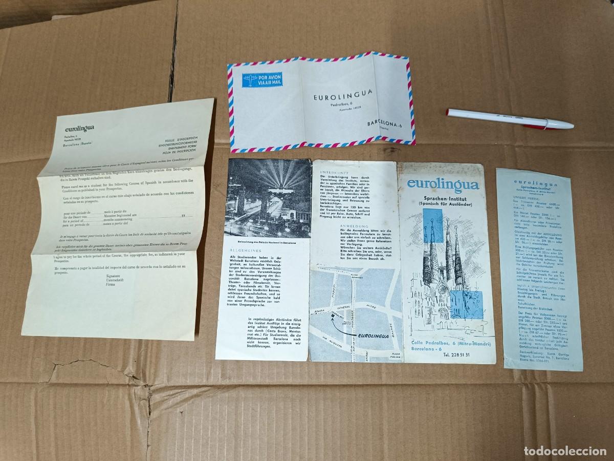 Folletos de turismo: ANTIGUO FOLLETO DE TURISMO EN ALEMAN, ACADEMIA DE IDIOMAS EUROLINGUA, A&Ntilde;OS 50, BARCELONA, GAUDI -P22