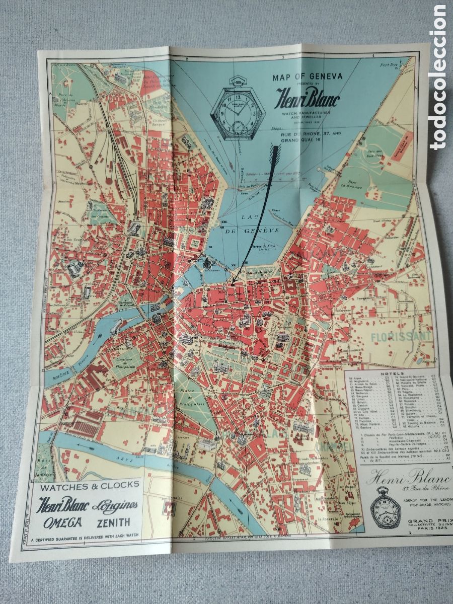 Folletos de turismo: Mapa Ginebra 1925. Suiza