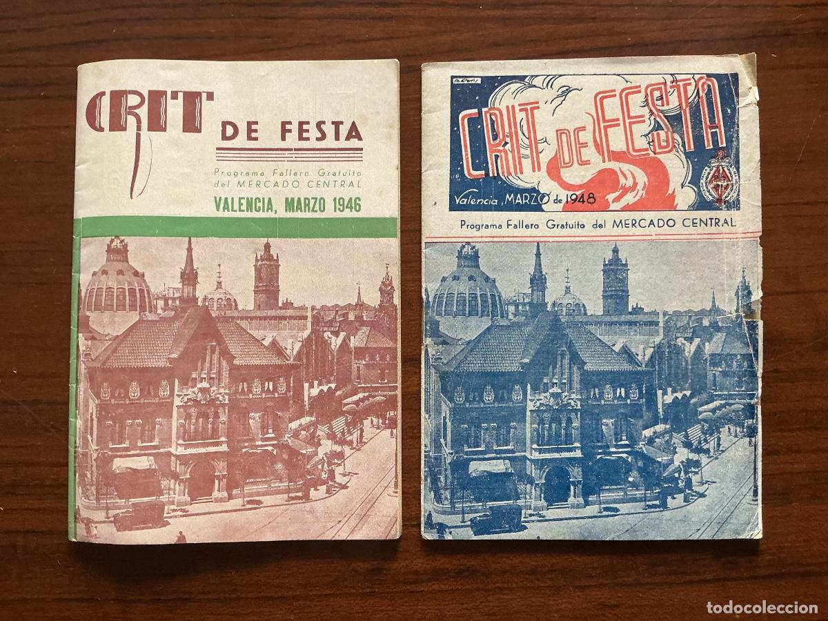 Folletos de turismo: 2 LLIBRET PROGRAMA FALLA MERCADO CENTRAL VALENCIA A&Ntilde;O 1946 Y 1948