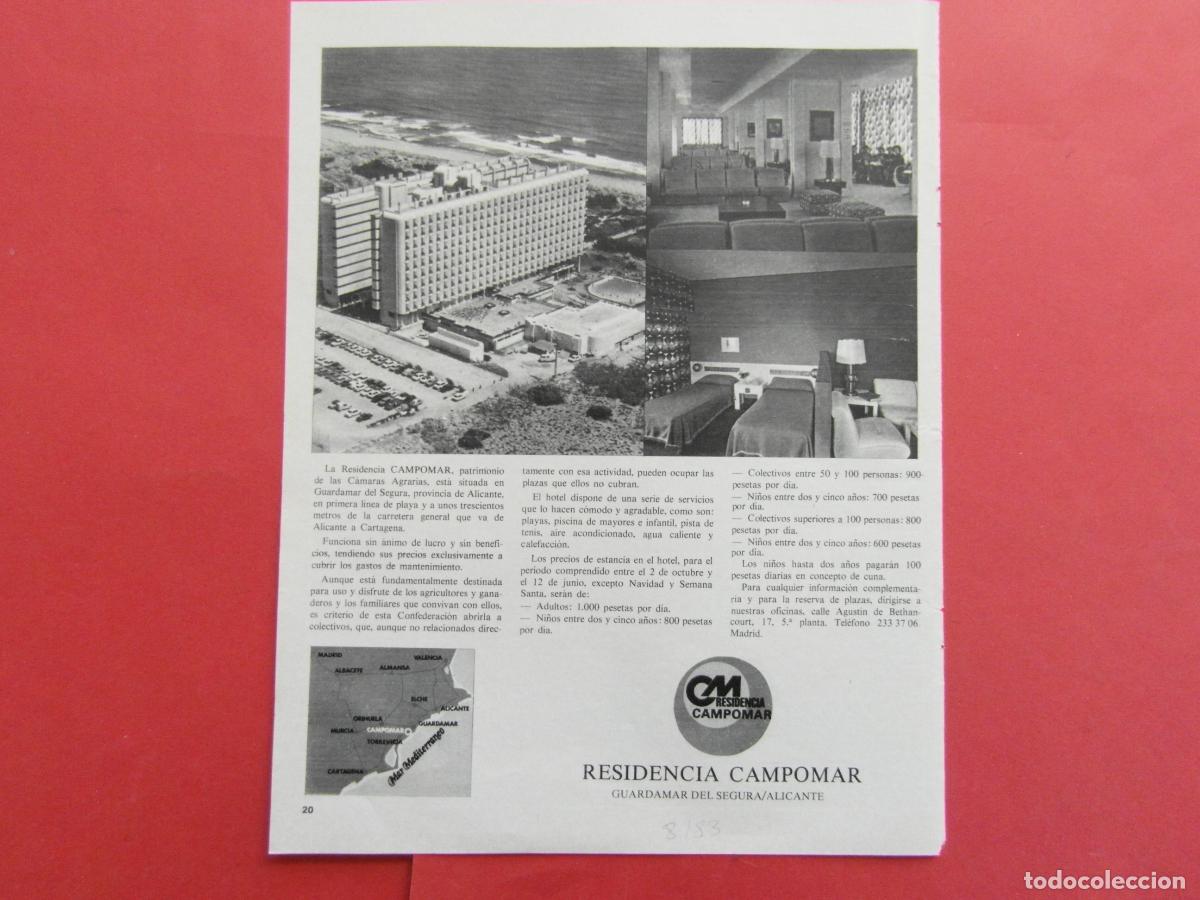 Foglietti di turismo: PUBLICIDAD 1983 - HOTEL RESIDENCIA CAMPOMAR GUARDAMAR DEL SEGURA ALICANTE