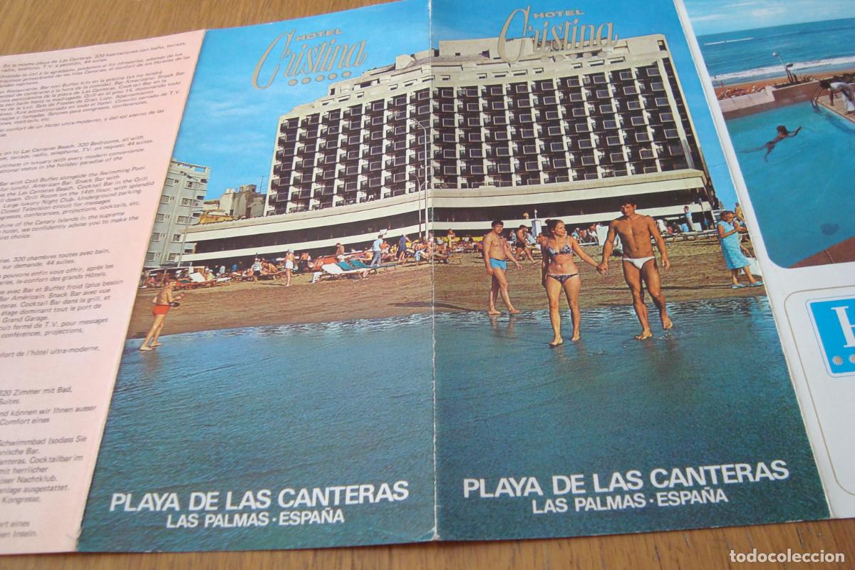 Folletos de turismo: ANTIGUO FOLLETO TURISMO. HOTEL CRISTINA. PLAYA DE LAS CANTERAS. LAS PALMAS CANARIAS 1970