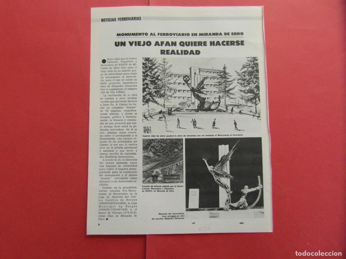 Tourismusbrosch&uuml;ren: ARTICULO 1983 - REF: ARTTREN02 - MIRANDA DE EBRO MONUMENTO FERROVIARIO - 1 PAGINAS