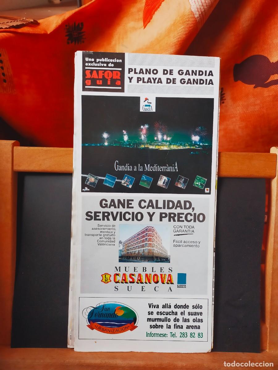 Folletos de turismo: GAND&Iacute;A. PLANO Y MAPA DE GAND&Iacute;A. PUBLICACI&Oacute;N DE SAFOR GU&Iacute;A. GRAN FORMATO. SIN FECHAR. A&Ntilde;OS 80/90.