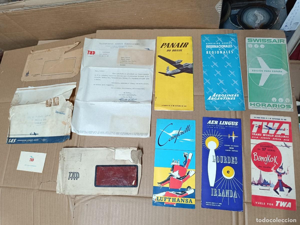 Folletos de turismo: LOTE 6 ANTIGUOS FOLLETOS TURISTICOS DE AEROLINEAS M&Aacute;S DOCUMENTOS 1957 1958 TWA PANAIR AIR LINGUS P21