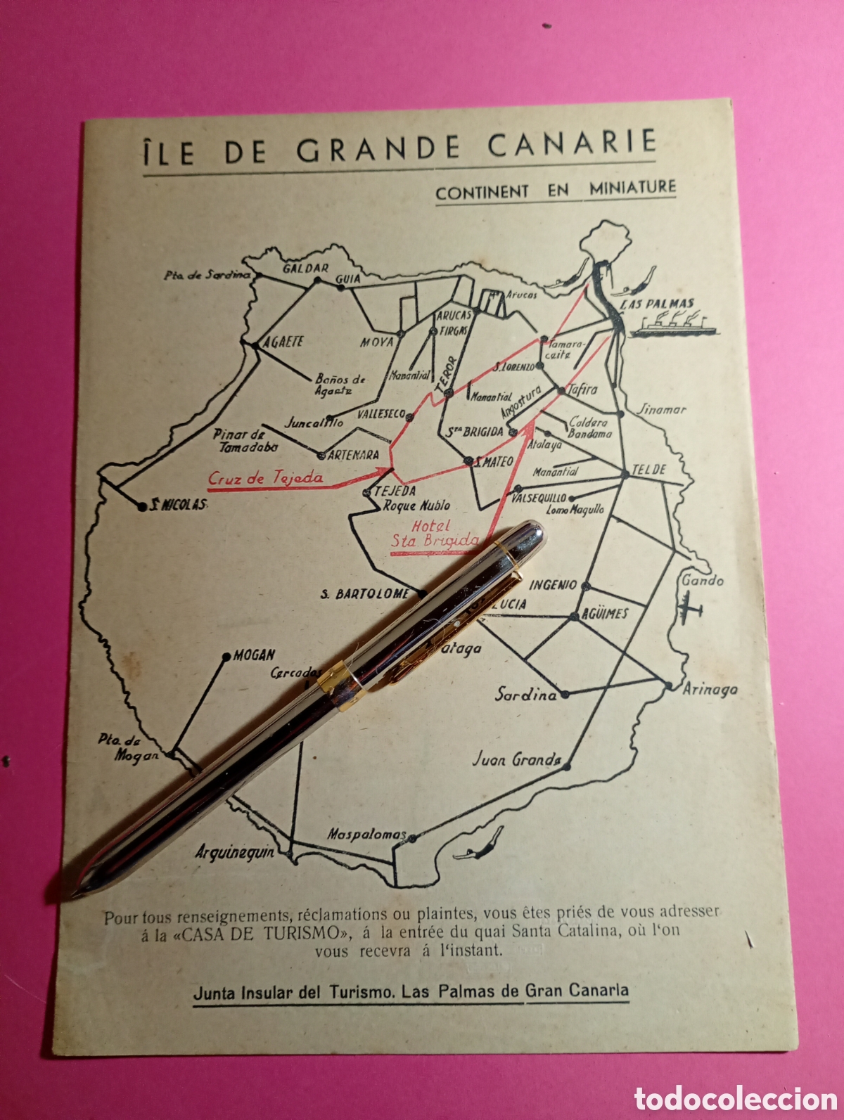 Folletos de turismo: GRAN CANARIA JUNTA INSULAR DEL TURISMO MAPA ISLA Y DE LAS PALMAS DETALLADO 1952 INFORMACI&Oacute;N TURISTAS