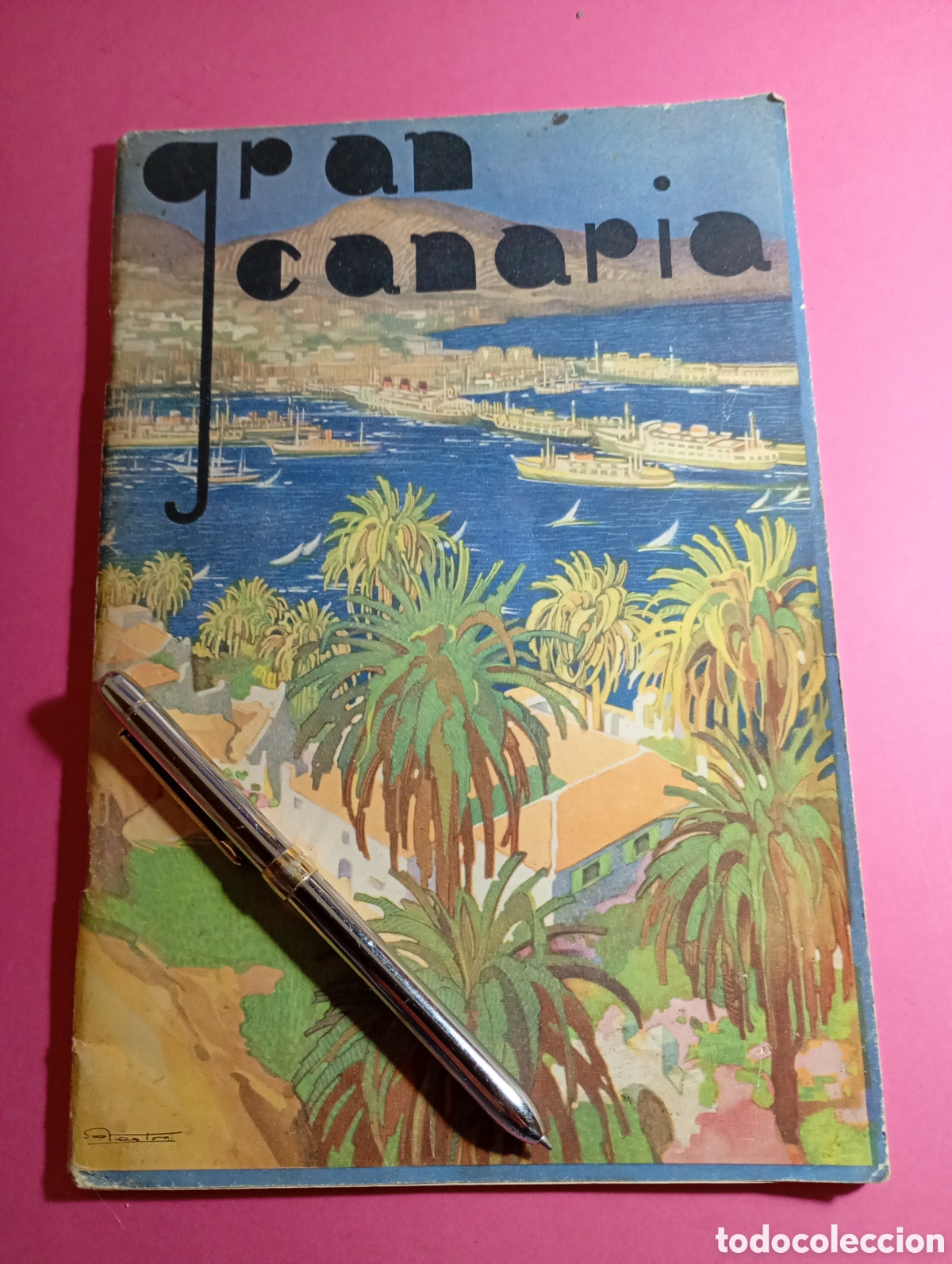 Folletos de turismo: GRAN CANARIA POSTERIOR A 1939 CUBIERTAS Y MAPA TEXTO ART-DEC&Oacute; GRAN GU&Iacute;A ILUSTRADA