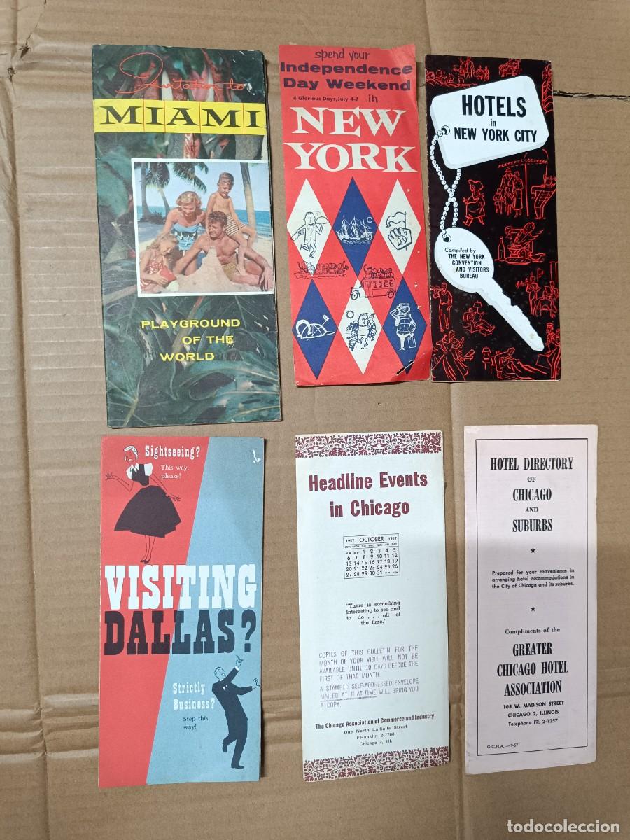 Folletos de turismo: LOTE DE 6 ANTIGUOS FOLLETOS TURISTICOS, ESTADOS UNIDOS USA 1957 A&Ntilde;OS 50, MIAMI DALLAS CHICAGO NY P21
