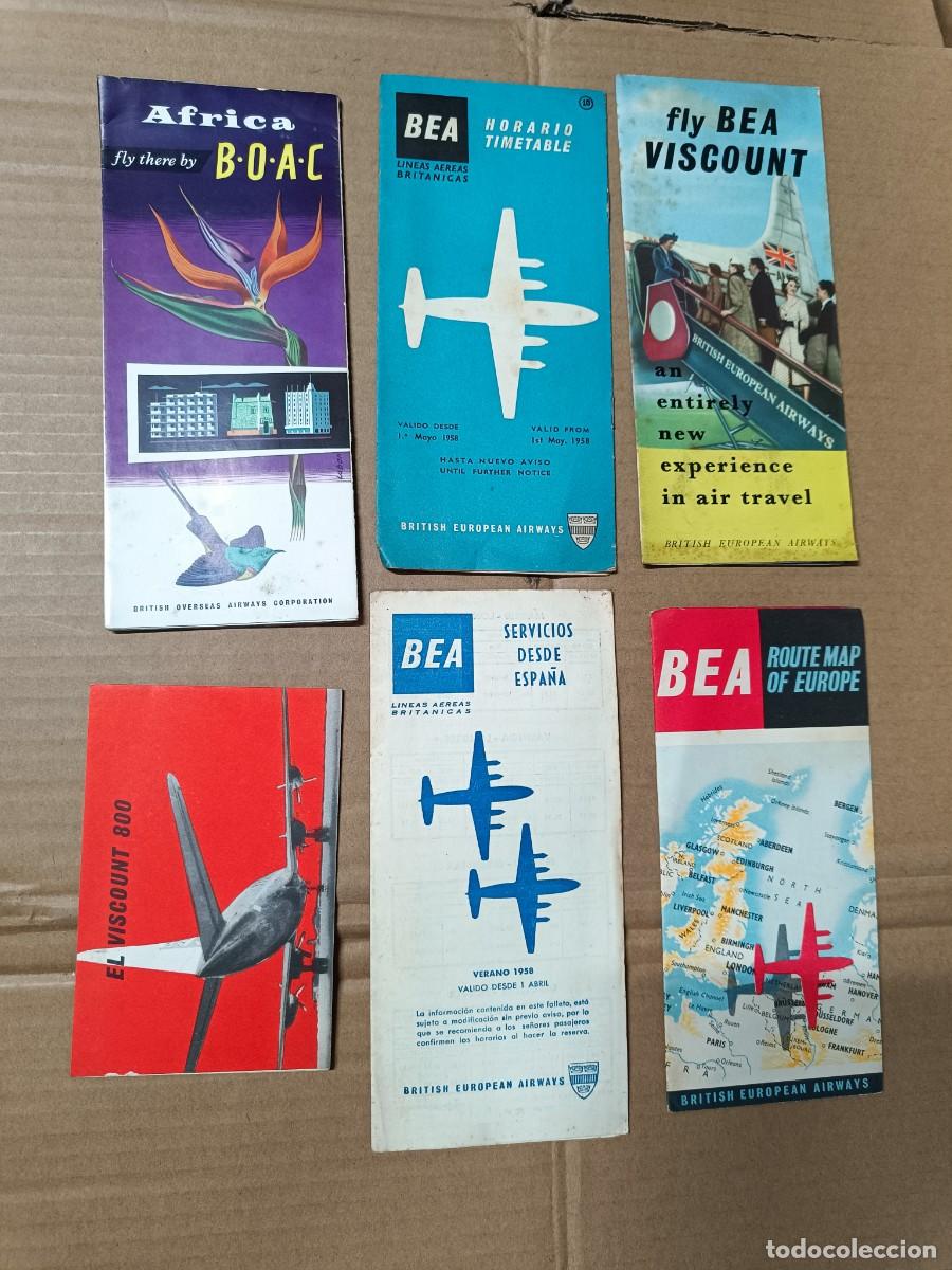 Folletos de turismo: LOTE 6 ANTIGUOS FOLLETOS, PUBLICIDAD AEROLINEAS BEA Y BOAC, BRITISH, 1958 A&Ntilde;OS 50, AVION, AFRICA P21
