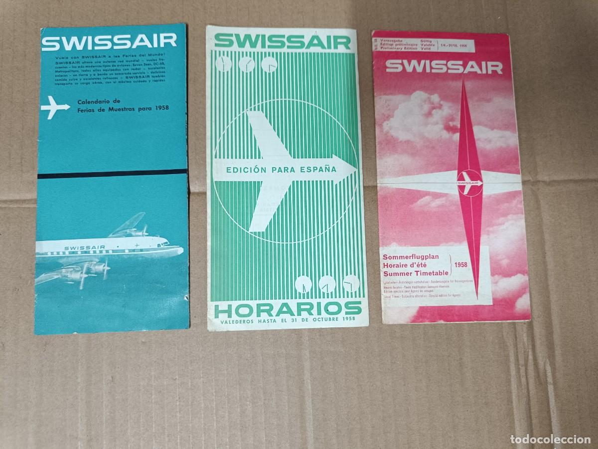 Folletos de turismo: LOTE 3 ANTIGUOS FOLLETOS PUBLICITARIOS, AEROLINEA SWISSAIR, 1958 A&Ntilde;OS 50, AVION, SUIZA P21