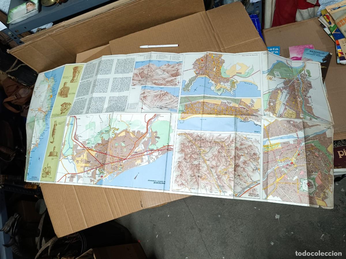 Folletos de turismo: ANTIGUO MAPA Y FOLLETO TURISTICO, BARCELONA, COSTA BRAVA, PLANOS CIUDADES CATALUNYA, MED. S. XX -P21
