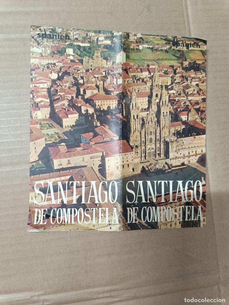 Folletos de turismo: ANTIGUO MAPA FOLLETO TURISTICO EN ALEMAN, SANTIAGO DE COMPOSTELA, CORU&Ntilde;A, GALICIA, MED. S. XX -P21
