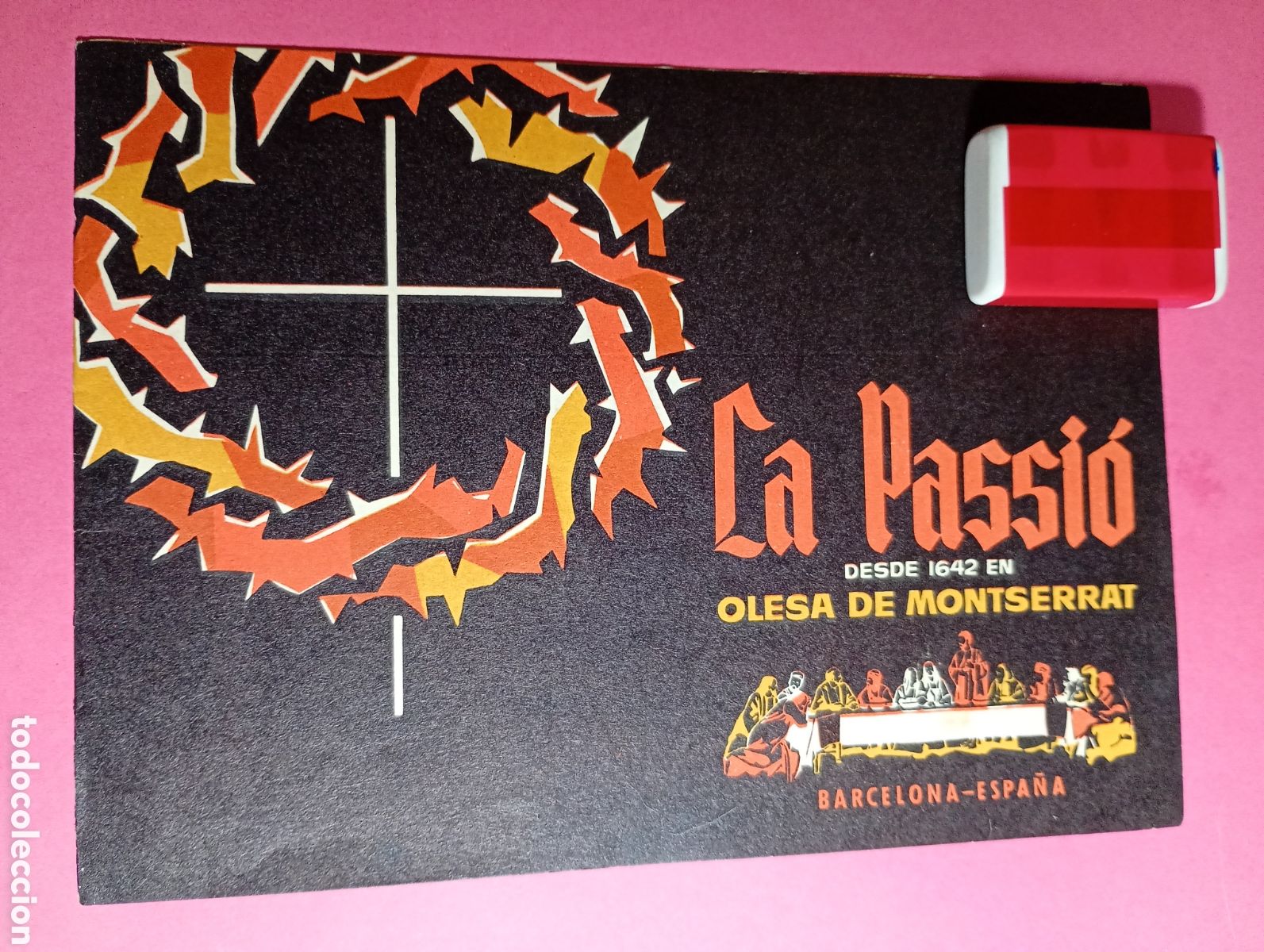 Folletos de turismo: Folleto La Passi&oacute; d'Olesa desde 1642, 1962 circa. informaci&oacute;n sobre cuadros de la obra y visitantes