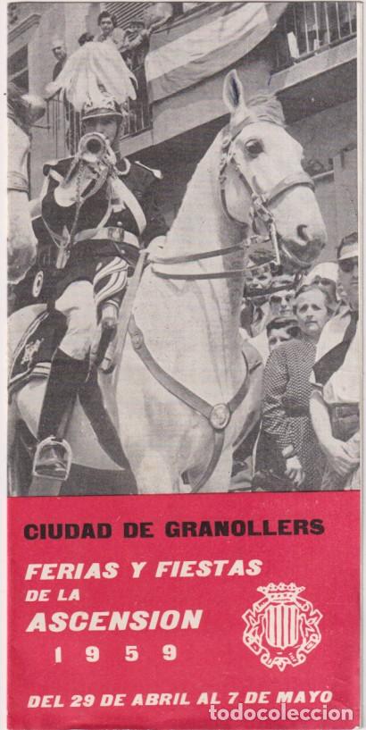 Folletos de turismo: Ciudad de Granollers. Ferias y Fiestas de la Ascensi&oacute;n 1959. Del 29 de Abril al 7 de mayo. Tr&iacute;ptico