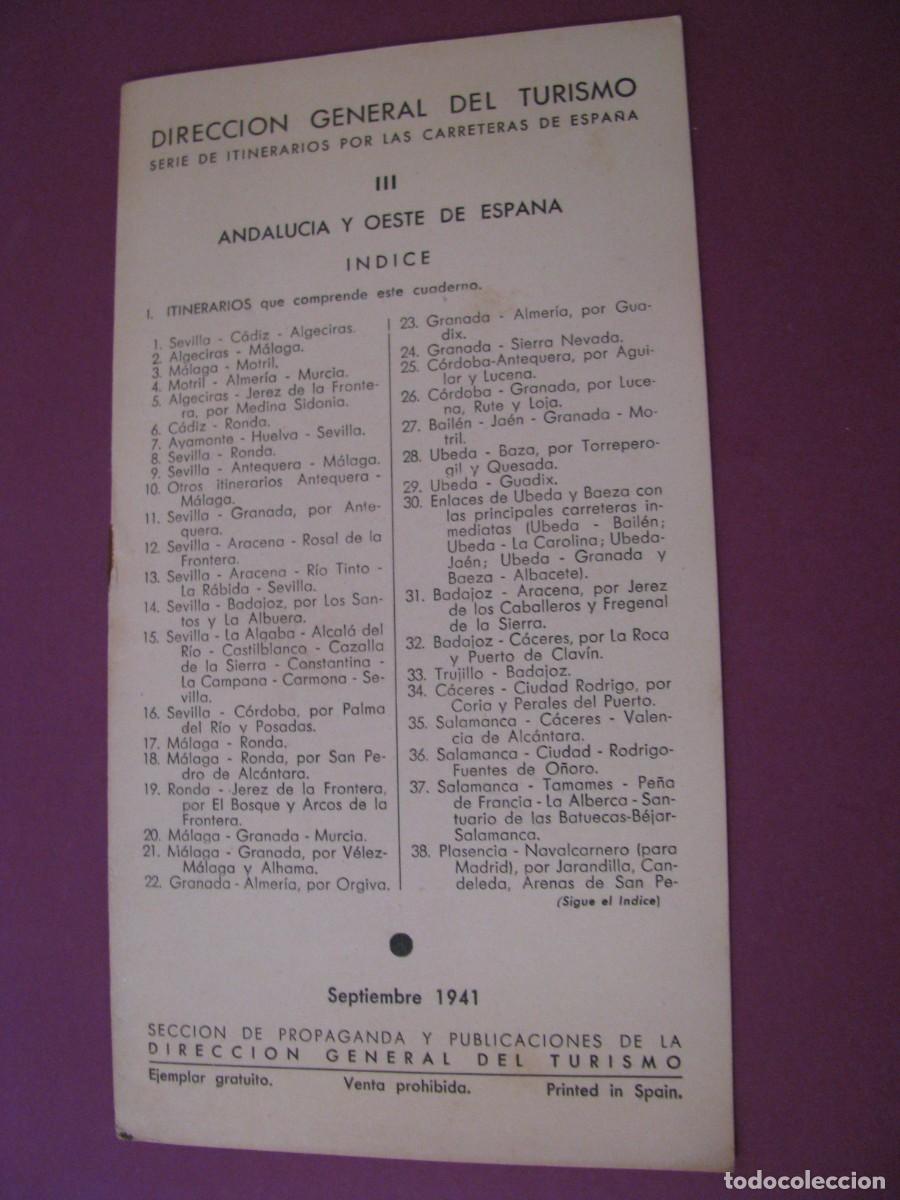 Folletos de turismo: FOLLETO DE TURISMO DE DIRECCION GENERAL DEL TURISMO. SEPTIEMBRE 1941. ANDALUCIA Y OESTE DE ESPA&Ntilde;A