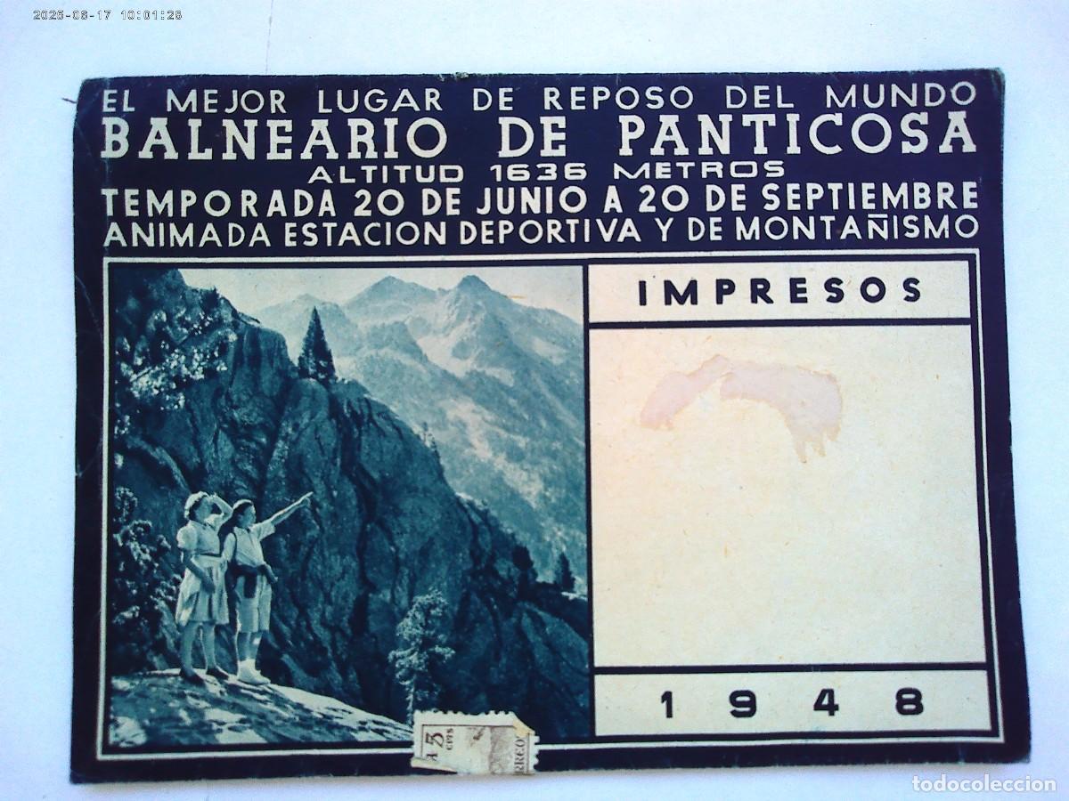 Folletos de turismo: FOLLETO TURISTICO DEL BALNEARIO DE PANTICOSA ( HUESCA ), 1948 . ENVIADO POR CORREO