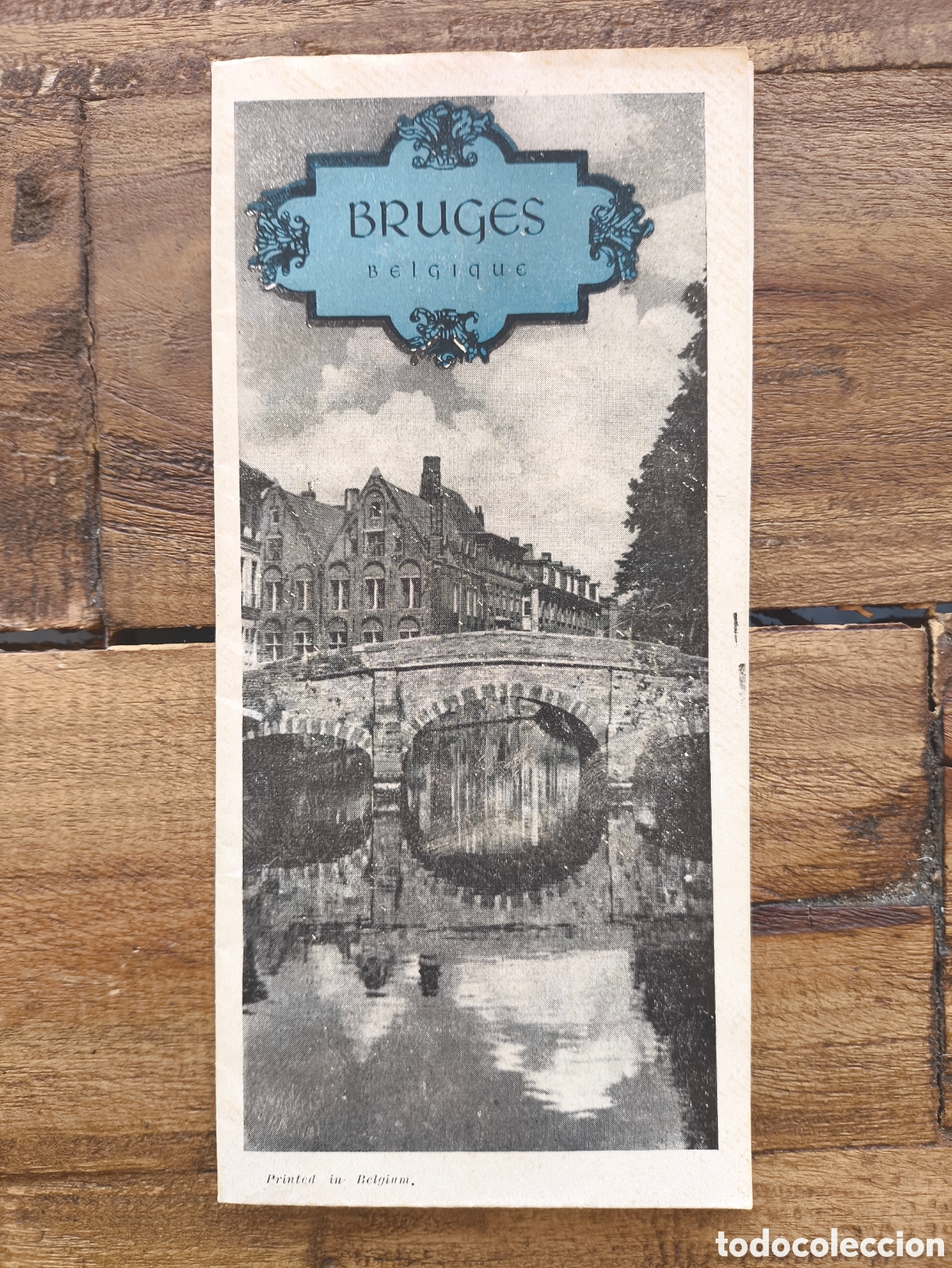 Folletos de turismo: Antiguo mapa guia folleto desplegable turismo ciudad de Brujas B&eacute;lgica en franc&eacute;s a&ntilde;os 1950