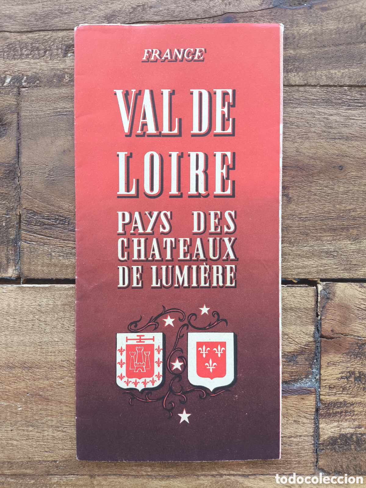 Folletos de turismo: Antiguo mapa guia folleto desplegable turismo Valle del Loira Francia en franc&eacute;s 1955