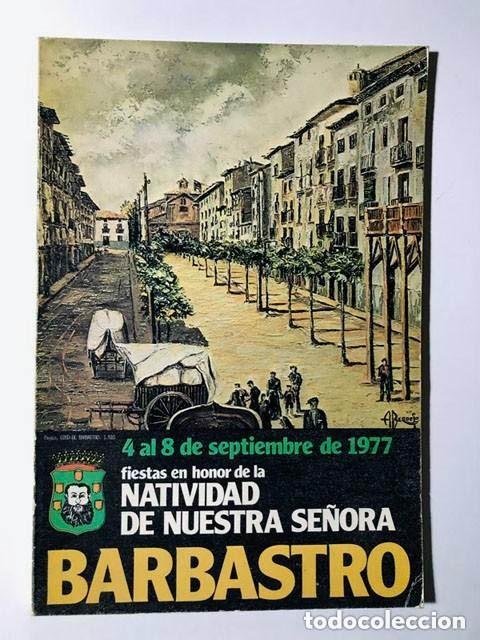Folletos de turismo: BARBASTRO A&Ntilde;O 1977 / PROGRAMA FIESTAS / PORTADA AMADO BERDEJO / HUESCA