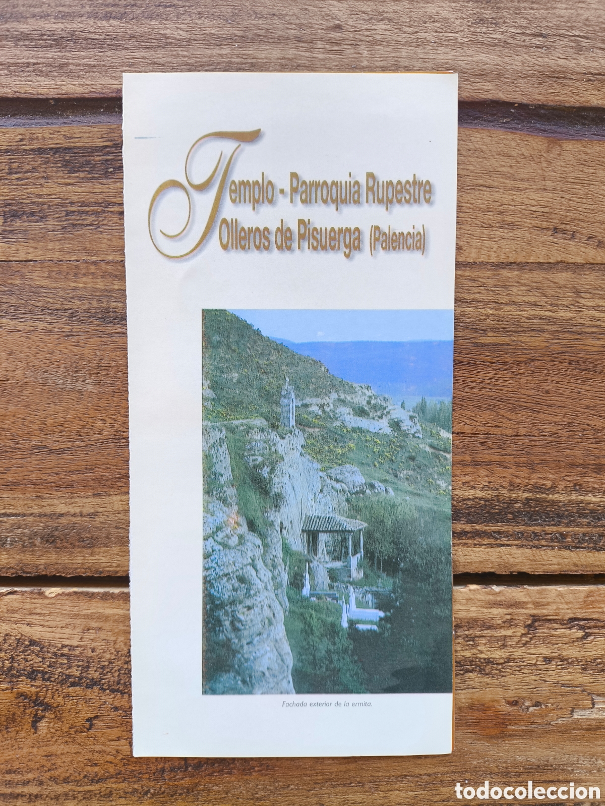 Folletos de turismo: Folleto guia desplegable informaci&oacute;n turismo Templo Parroquia Rupestre Olleros de Pisuerga Palencia