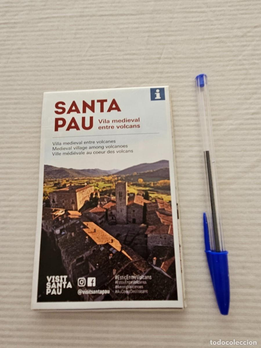 Folletos de turismo: Folleto Desplegable Tur&iacute;stico De Santa Pau, Pueblo Medieval Entre Volcanes (La Garrotxa- Gerona).
