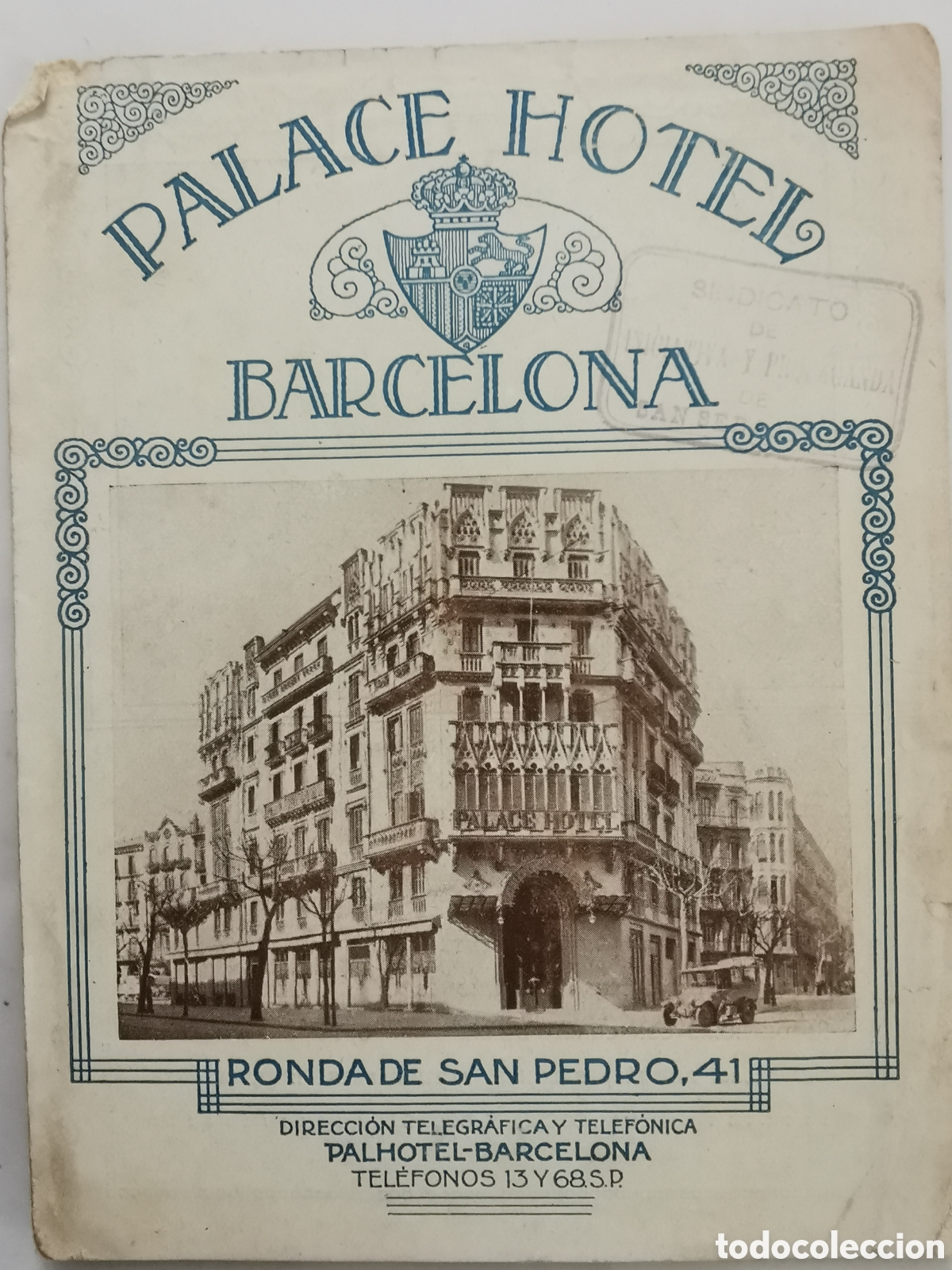 Folletos de turismo: Folleto Palace hotel Barcelona