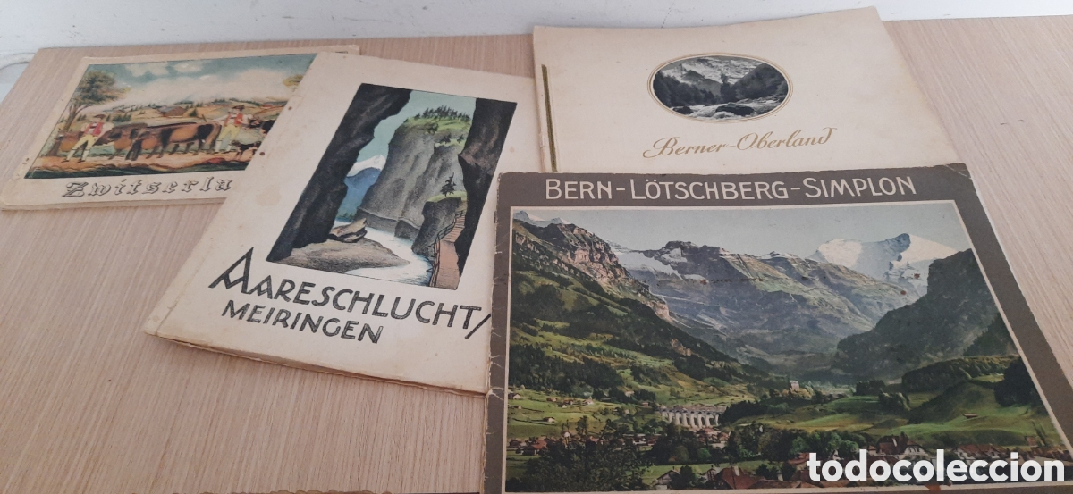 Folletos de turismo: Cuatro cat&aacute;logos de viaje alpes suizos a&ntilde;os 1930