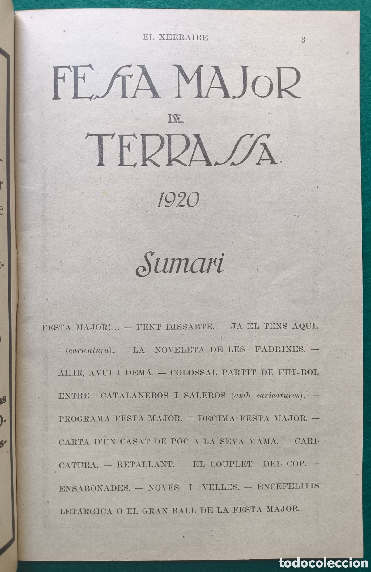 Folletos de turismo: TERRASSA PROGRAMA FESTA MAJOR 1920