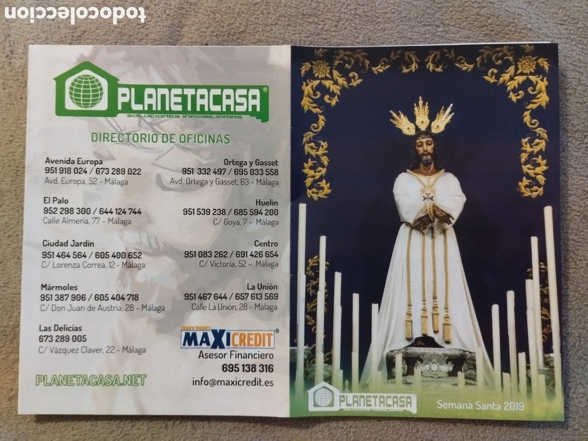 Folletos de turismo: Programa / Itinerario Semana Santa M&aacute;laga 2019