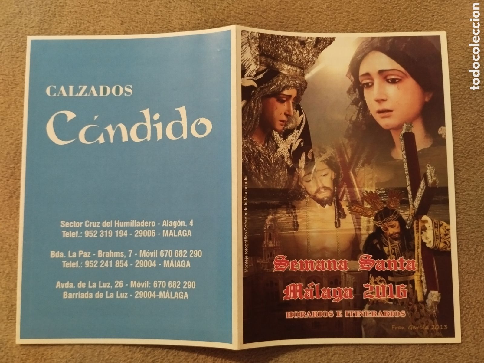 Folletos de turismo: Programa / itinerario Semana Santa M&aacute;laga 2016