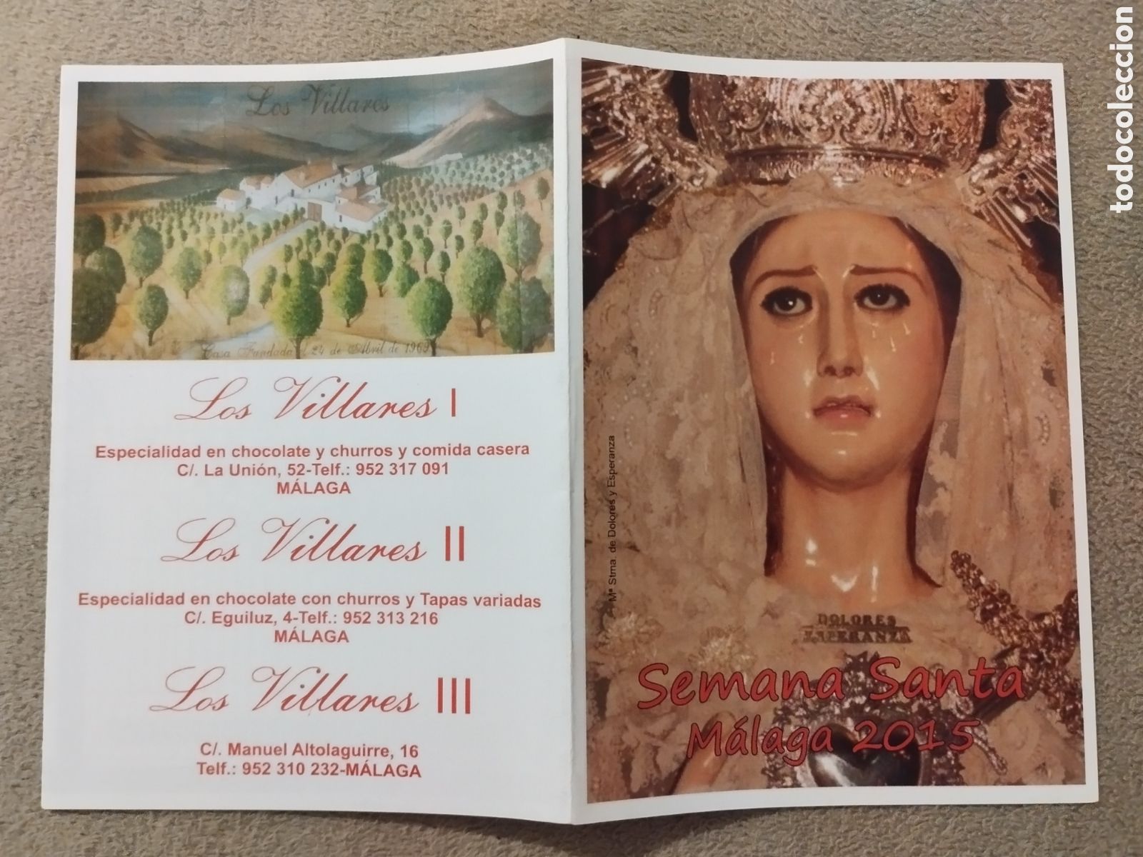 Folletos de turismo: Programa / itinerario Semana Santa M&aacute;laga 2015.