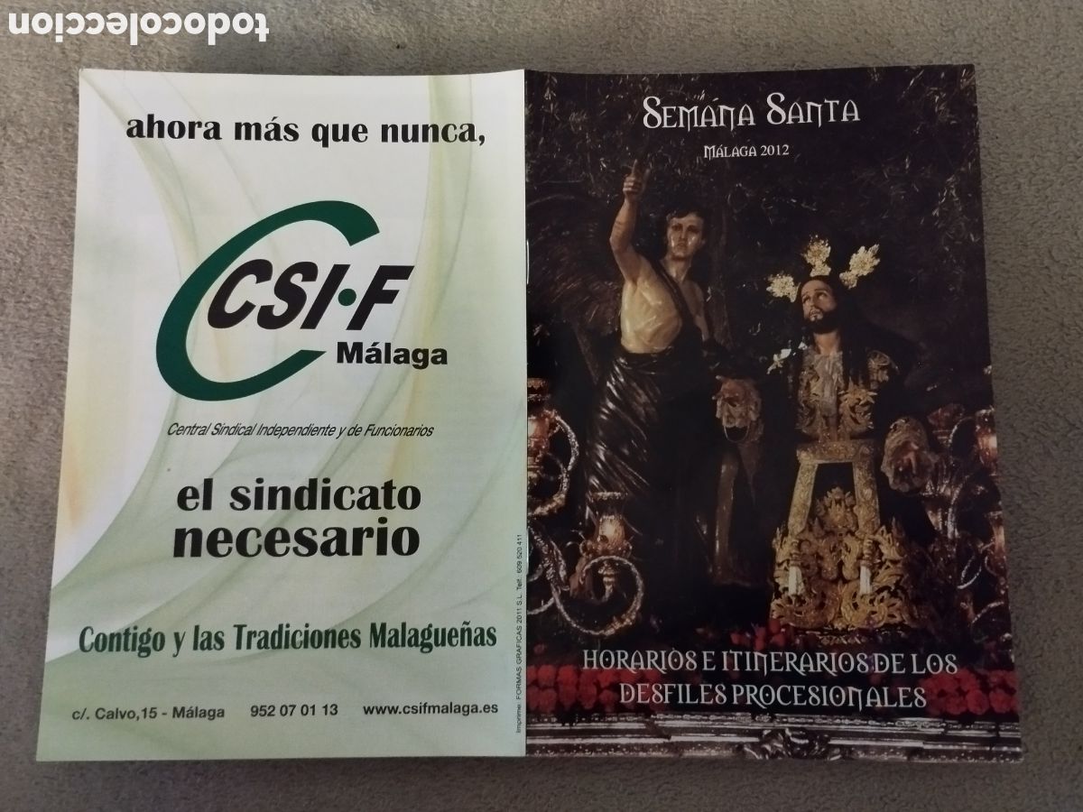 Folletos de turismo: Programa / itinerario Semana Santa M&aacute;laga 2012