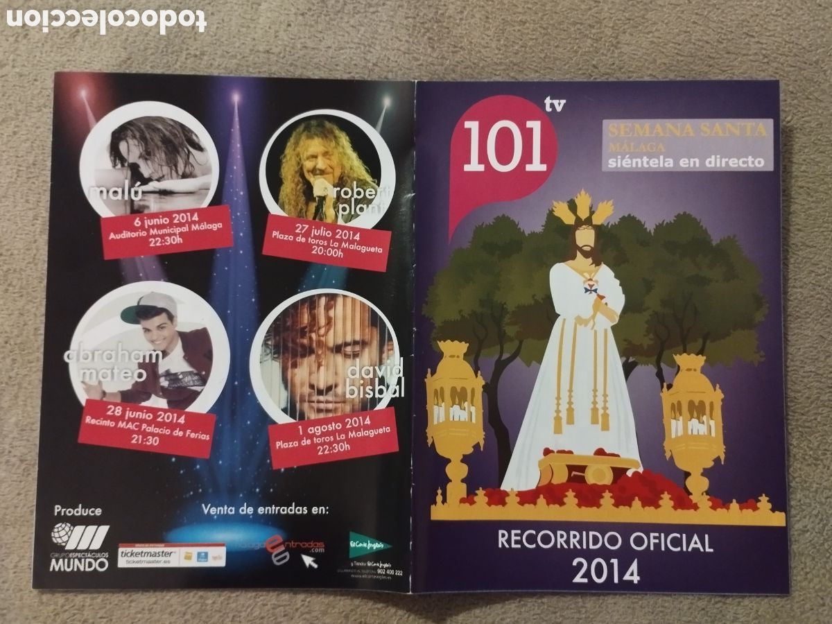 Folletos de turismo: Programa / itinerario Semana Santa M&aacute;laga 2014