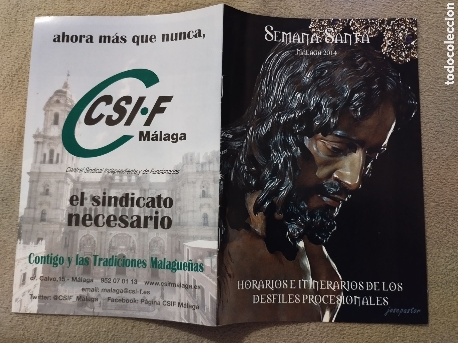 Folletos de turismo: Programa / Itinerario Semana Santa M&aacute;laga 2014