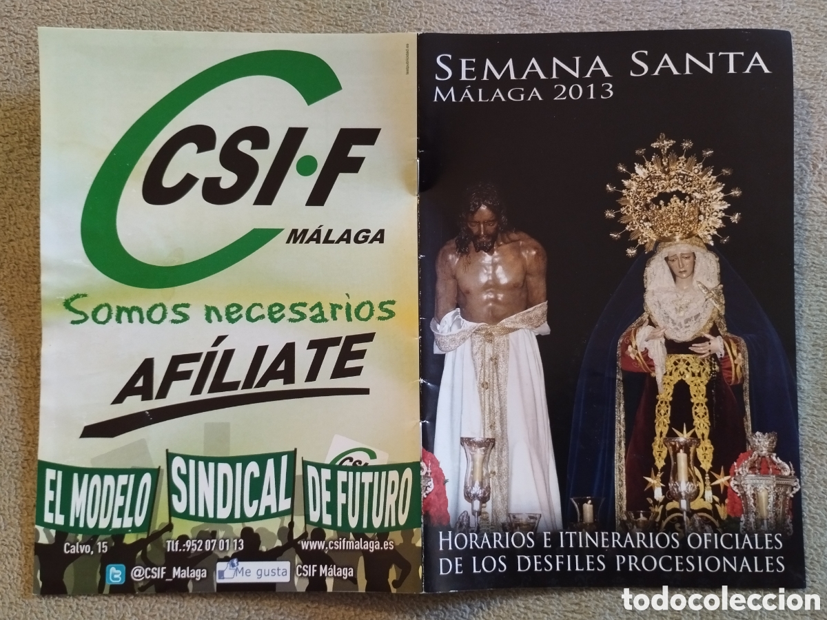 Folletos de turismo: Programa / itinerario Semana Santa M&aacute;laga 2013