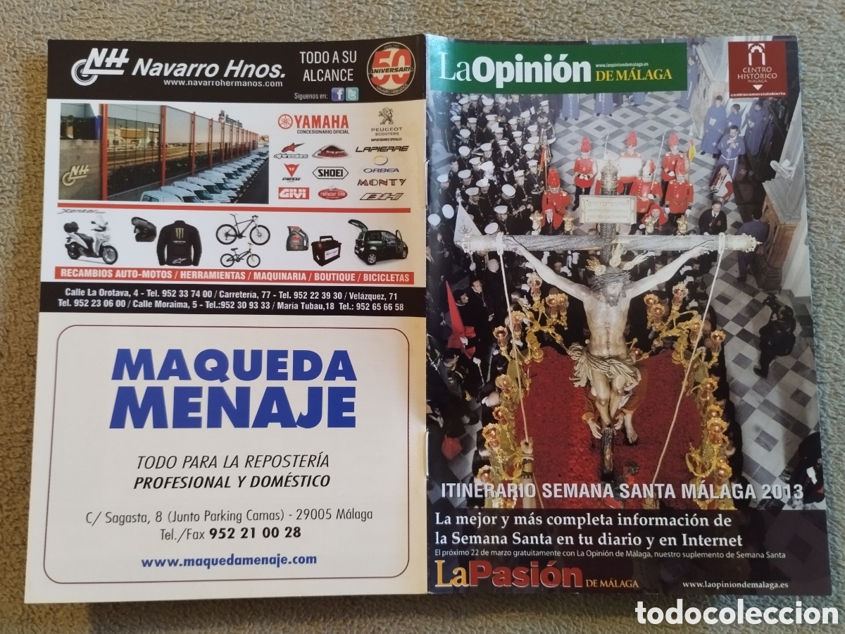 Folletos de turismo: Programa / itinerario Semana Santa M&aacute;laga 2013