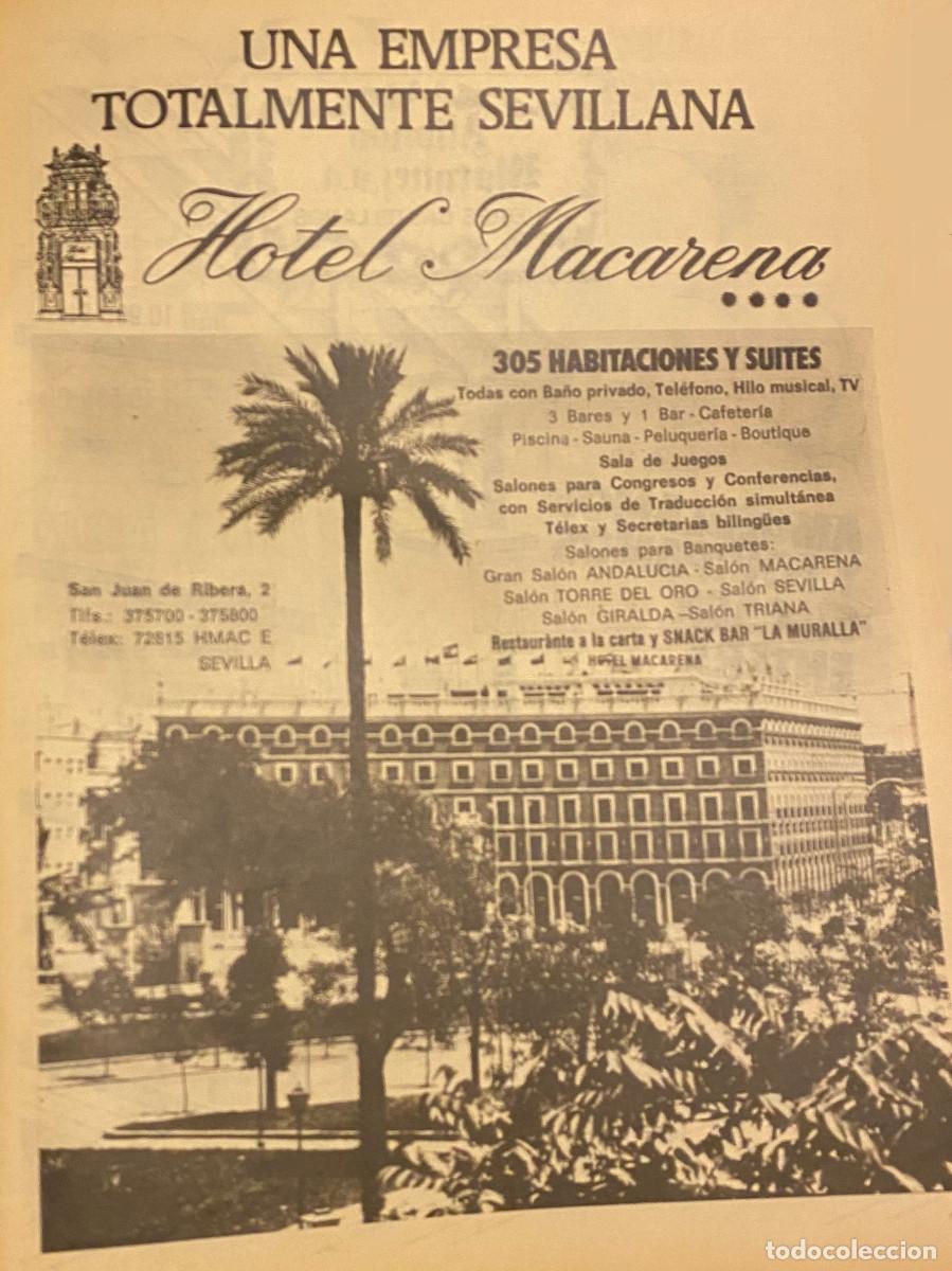 Travel Brochures: P&aacute;gina publicitaria de revista del a&ntilde;o 1980. Hotel Macarena de Sevilla. Enmarcable. Buen estado.