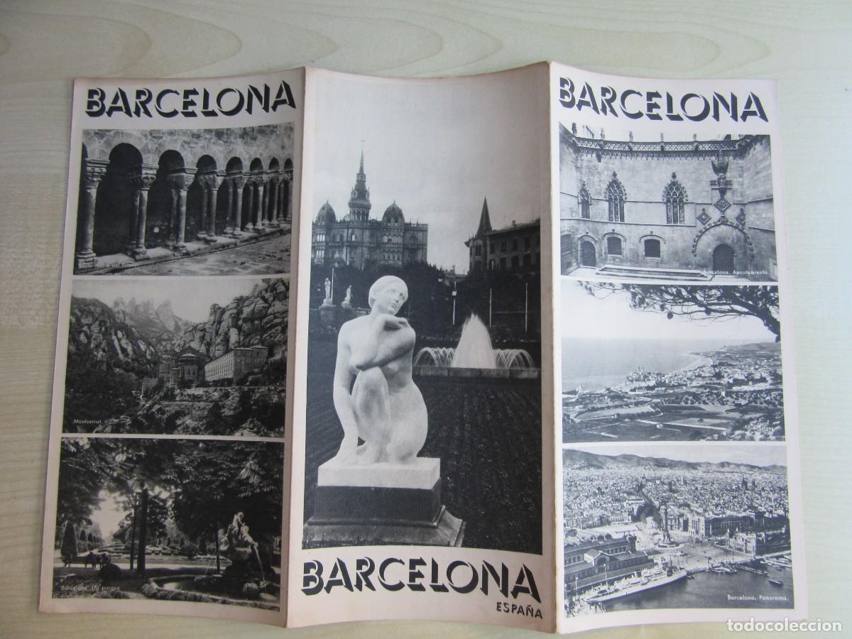 Folletos de turismo: Folleto Tur&iacute;stico de Barcelona(tr&iacute;ptico) Editado por la Direcci&oacute;n General de Turismo hacia 1940