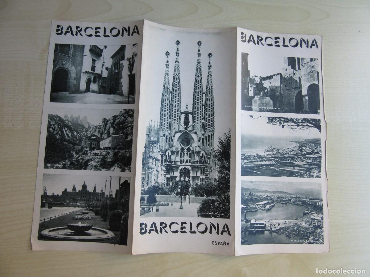 Folletos de turismo: Folleto Tur&iacute;stico de Barcelona(tr&iacute;ptico) Editado por la Direcci&oacute;n General de Turismo hacia 1940