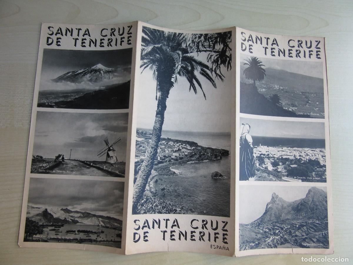 Folletos de turismo: Folleto de Santa Cruz de Tenerife (tr&iacute;ptico) Editado Direcci&oacute;n General de Turismo hacia 1940