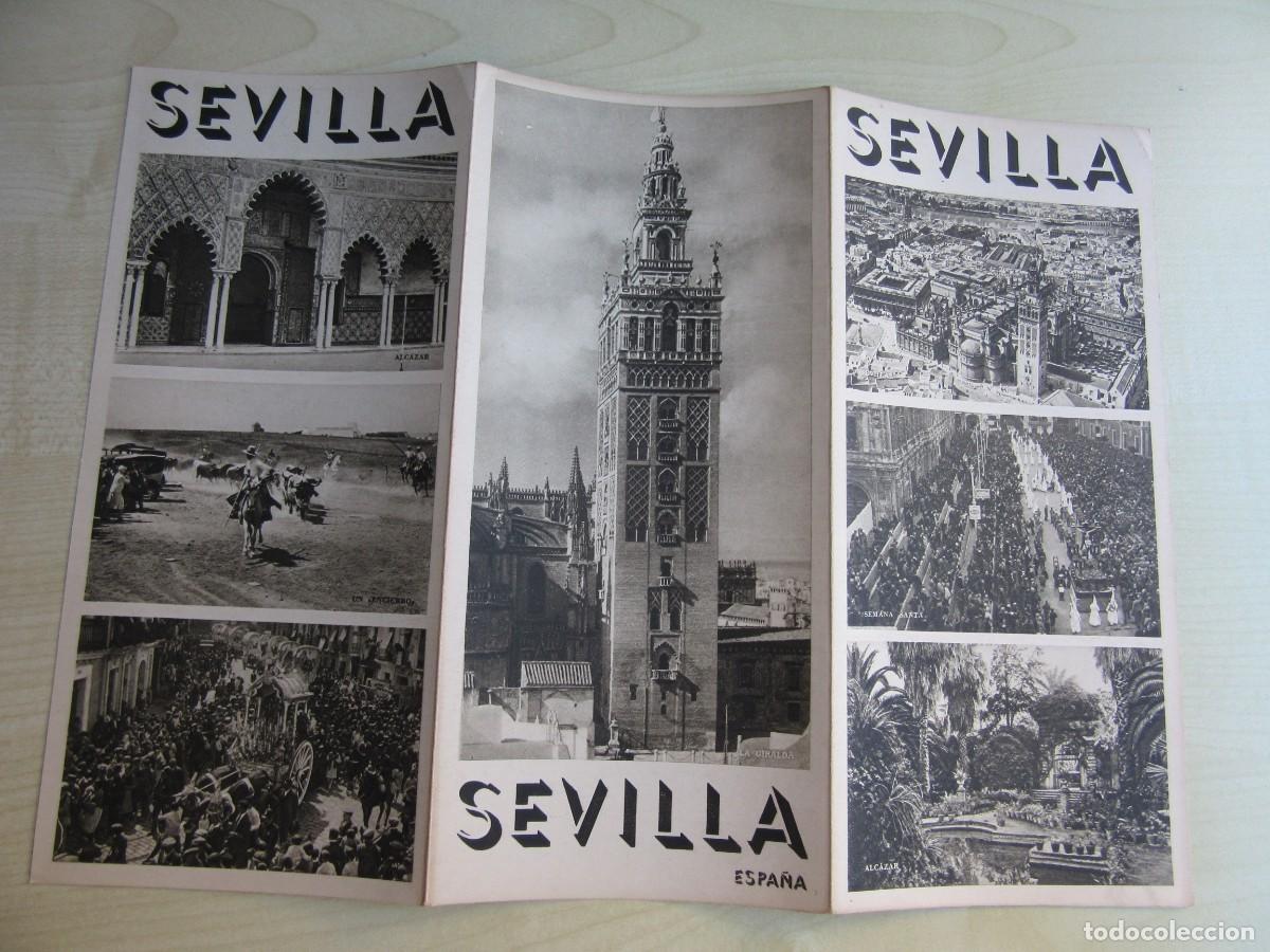 Folletos de turismo: Folleto Tur&iacute;stico de Sevilla (tr&iacute;ptico) Editado por la Direcci&oacute;n General de Turismo hacia 1940